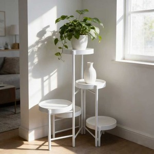 Support de plantes pliable transfrontalier à 5 niveaux blanc multi-étages pour intérieur, extérieur, balcon et usage domestique - Product Image 3