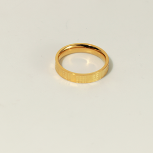 18K Gold Plated Stainless Steel <b>Ring</b> Minimalist Chinese Style Geometric Inlay Band for Women Wedding Gift Jewelry - Product Image 3