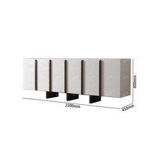 <span class=keywords><strong>Aparador</strong></span> de 6 puertas <span class=keywords><strong>blanco</strong></span> con acabado <span class=keywords><strong>mate</strong></span> NOVA para muebles de comedor, gabinete de buffet con puertas de cierre suave, gabinetes de almacenamiento de madera - Product Image 4