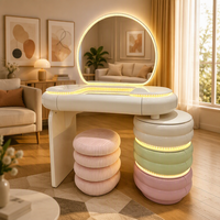 Coiffeuse colorée avec grand miroir et éclairage LED, meuble de chambre à coucher avec rangement et tiroirs, ensemble de meubles de maison, best-seller