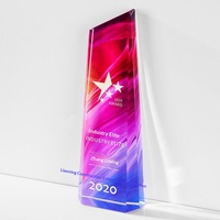 Trophée d'entreprise haut de gamme en cristal créatif, médaille personnalisée couleur, production de trophées commémoratifs en verre sur support