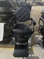 Chaise de barbier de salon rétro de luxe, pompe hydraulique professionnelle, inclinable, pivotant à 360 degrés, réglable en hauteur, en cuir synthétique