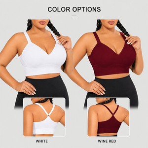 Sujetador deportivo atlético de talla grande para mujer, con espalda en Y, tirantes ajustables, sensación de segunda piel, top de entrenamiento con soporte para yoga, gimnasio y running - Product Image 5