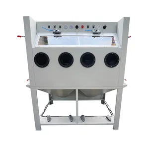 Vapor honing cabinet wet sand blasting machine with dual station