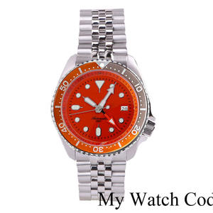 SKX001 Naranja NH34 <span class=keywords><strong>GMT</strong></span> Dive Steel Relojes mecánicos Hombres NH34 Movt <span class=keywords><strong>3</strong></span>,8 Crown 24 Hour Sports Chapter 120 clics Bisel Zafiro - Product Image 6