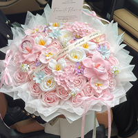 Bouquet de fleurs en savon pour la Saint-Valentin, cadeau pour elle, roses artificielles colorées et brillantes, cadeau d'anniversaire, art moderne