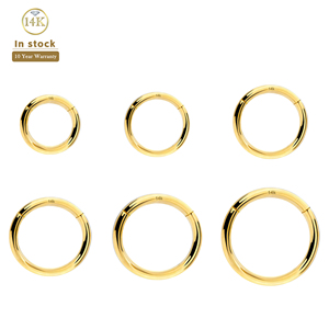 Lotus Großhandel Klassische 9K 14K 18K Massiv Echtgold Clicker Creolen Nasenring <span class=keywords><strong>Gold</strong></span> Piercing Edler Körperschmuck für Damen Herren - Product Image 5