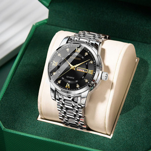 Reloj de Cuarzo de Lujo para Hombre 2026, Estilo Ejecutivo, Correa de Acero Inoxidable, Doble Calendario, Incrustaciones de Diamantes, Luminoso e Impermeable - Product Image 4