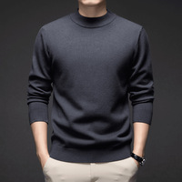 Pull à col montant pour homme, chaud, respirant, anti-boulochage, couleur unie, décontracté, coupe ajustée, polyvalent, à manches longues