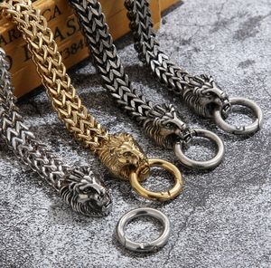 Cool Big Heavy Mens Lion Crâne Loup Tête Verrouillage Bracelets En Acier Inoxydable Biker <span class=keywords><strong>Bijoux</strong></span> - Product Image 3