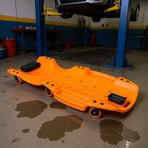 Lettino per carrozzieri in HDPE da 48 pollici con doppie vasche porta attrezzi e poggiatesta imbottito, attrezzatura per riparazione carrozzerie - Product Image 2