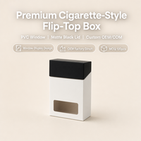 Boîte à couvercle rabattable avec fenêtre en PVC, couvercle noir mat bicolore, corps blanc, emballage de présentation pour la vente au détail, logo personnalisé, MOQ 100 pièces