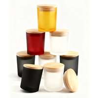 Stoples Lilin Hitam Elegan, Wadah Lilin Hitam Matt, Stoples Lilin Kaca Hitam 4 Ons dengan Tutup Emas
