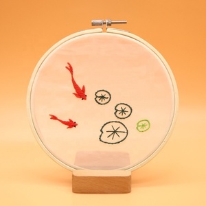 Kit de broderie DIY écologique pour débutants, motif fleur et oiseau, tissu en coton, cadeau, marque XIXI, fait main - Product Image 1