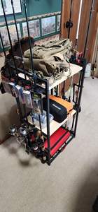 Usine Mobile Tackle 3 Tier Canne À Pêche Titulaire <span class=keywords><strong>Chariot</strong></span> avec Roues Canne À Pêche Titulaires De Pôle pour Garage - Product Image 6