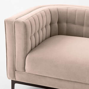 <span class=keywords><strong>Canapé</strong></span> 3 places en <span class=keywords><strong>velours</strong></span> taupe clair capitonné, pieds en métal <span class=keywords><strong>bronze</strong></span>, mobilier de maison, <span class=keywords><strong>canapé</strong></span> sectionnel moderne - Product Image 5