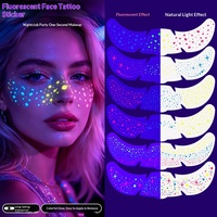 Autocollants de tatouage néon colorés fluorescents effet taches, imperméables, qui brillent sous lumière UV et lumière noire dans l'obscurité, patchs temporaires