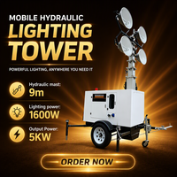 Générateur diesel sur tour avec stabilisateur à manivelle, 4 lampes LED, puissance 5KW pour l'entretien extérieur