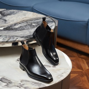 Bottes Chelsea en cuir Valentina style britannique, à bout pointu, à lacets, montantes, légères et antidérapantes, idéales pour les trajets professionnels. - Product Image 2
