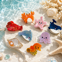 Nouveauté : Pinces à cheveux miniatures en acétate, motif animaux marins, design personnalisé, pour femmes, idéales pour les vacances à la plage – Vente en gros