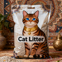 Sac d'emballage pour litière pour chat, sur mesure en usine, haute résistance, multicouche, scellé sur 3 côtés, robuste, anti-fuite, pochette pour fournitures pour animaux de compagnie