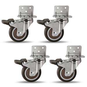 Ruedas giratorias silenciosas de goma TPR para montaje en esquina de gabinetes, ruedas para muebles de uso ligero con freno y bloqueo. - Product Image 1