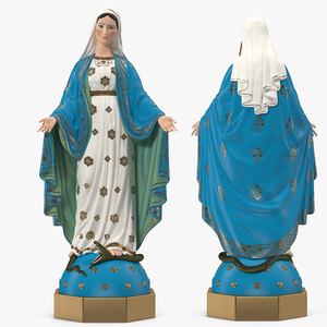 Statue de la Vierge Marie en polyrésine, modèle peint - Product Image 1