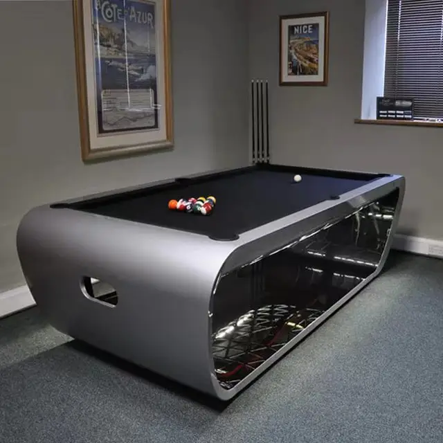 Moderner Pooltisch Billiardtisch modern multifunktional Einfaches Luxusdesign Massivholzbeine und Schieferkissen