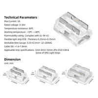 Connecteur d'angle sans soudure L&T à connexion rapide pour bande LED COB, transparent, 2 broches, 9-en-1, 5mm 8mm 10mm, blanc
