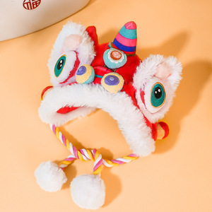 Chapéus Divertidos para Animais de Estimação Estilo Chinês com Cabeça de Tigre para Outono e Inverno para Cães e Gatos para o Ano Novo - Product Image 5