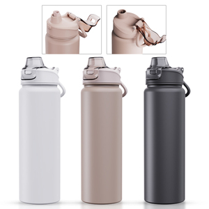 <span class=keywords><strong>Bouteille</strong></span> isotherme de randonnée en acier inoxydable réutilisable sous vide avec paille et poignée pour boire à froid - Product Image 1
