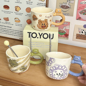 Graffiti Bear Ceramic <b>Mug</b> 301-400ml With Spoon Heat Resistant Perfect Gift For Office Home Use - Product Image 2