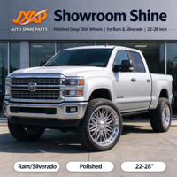 JAXP 22 24 26 28 pouces 8x165.1 Jantes forgées polies argentées à rayons profonds en H pour Ram 2500 Silverado 3500