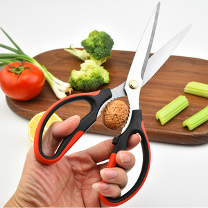 Stainless Steel <b>Kitchen</b> <b>Shears</b> 10 In Long Blade For BBQ Steak Cutting Black Red Handle - Product Image 3