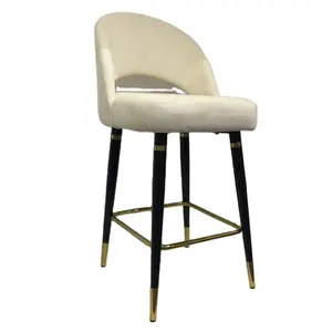 Modern bar furniture light grey velvet fabric luxury high 18 inch bar chair