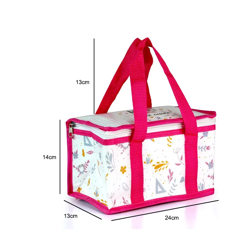 Sac isotherme réutilisable avec Logo personnalisé pour la livraison de nourriture, petit sac isotherme Non tissé pour pique-nique et déjeuner, 6 canettes