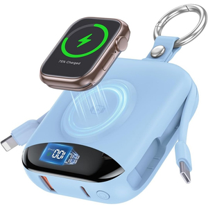 Cargador Portátil <span class=keywords><strong>de</strong></span> 10000mAh con Llavero, Cable USB-C Integrado, Carga Rápida para iOS, Android, Relojes Inteligentes, Uso en Viajes - Product Image 1