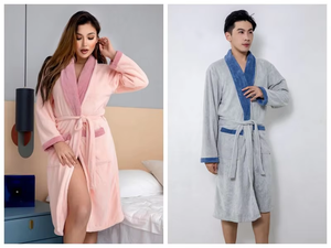 Fábrica China Personaliza Bata de Dormir de Alta Gama para Parejas, Bata de Baño de Felpa Coral, Color Sólido, Suave y de Secado Rápido - Product Image 5