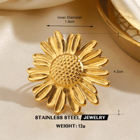 Bague tendance en acier inoxydable plaqué or 18 carats avec motifs cœur, fleur, nœud, étoile de mer, papillon et soleil, pour femme, bijou fantaisie, cadeau tendance