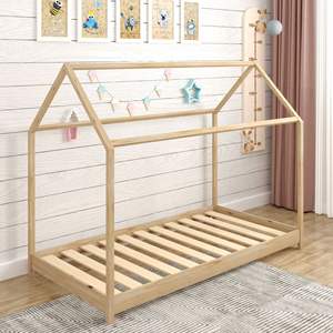 Cadre de lit moderne personnalisé en bois de pin massif avec garde-corps pour meubles de chambre d'enfants à usage domestique - Product Image 5