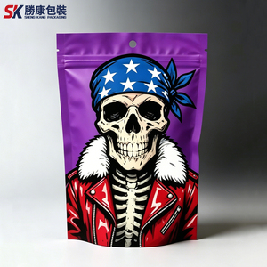 Custom Skull Print Mylar Bags 1g/3.5g/7g/14g/28g Resealable Stand Up <b>Pouches</b> for Herbs Mylar bag - Product Image 1