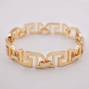 Unique And Chic Jewelry Flat Link 18K Gold Plated Stainless Steel Chunky Bracelet