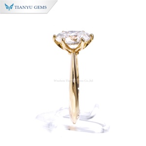 Tianyu Gems classique unisexe coupe ovale Moissanite bague en diamant plaqué or pur pour mariage fiançailles anniversaire cadeau fête - Product Image 3