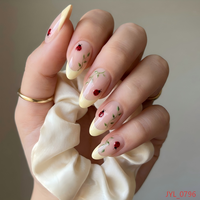 Kit de Manucure DIY pour Femmes de Haute Qualité, 24 Pièces d'Ongles en Forme d'Amande Pré-Collés Style Français avec Colle Rose, pour Salon et Usage Domestique