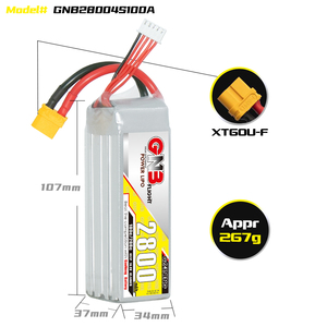 GaoNeng GNB 4S 2800mAh 14.8V 100C XT60 UAV <b>Drone</b> <b>RC</b> LiPo Battery Chargeable Private Mold for Aerobatic Flight QuadCopter - Product Image 3