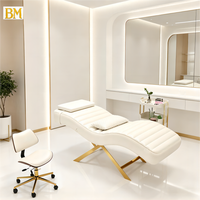Lit de luxe moderne en acier inoxydable doré, durable et écologique, pour cils et sourcils, pour salon de beauté, mobilier de salon blanc