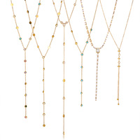 Promotion Exceptionnelle : Collier Long Sportif en Acier Inoxydable Électroplaqué avec Zircon, Chaîne en Y, Bijoux Haut de Gamme pour Femme