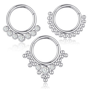 316L thép phẫu thuật Clicker mũi vách ngăn Vòng CZ bản lề phân khúc Hoop Vòng <span class=keywords><strong>Helix</strong></span> Tai xuyên Bông tai trang sức với bóng Cụm - Product Image 4