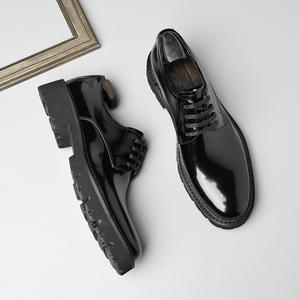 Chaussures Derby en cuir pour hommes à bout large, en cuir de vachette véritable et cuir verni, style britannique, pour pieds larges - Product Image 6