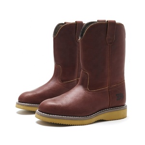 Custom Elkland Composite Toe Men's Winter Work Boots Wholesale <b>Full</b> Grain Leather Upper Anti-<b>Slip</b> PU Outsole High Boots - Product Image 5